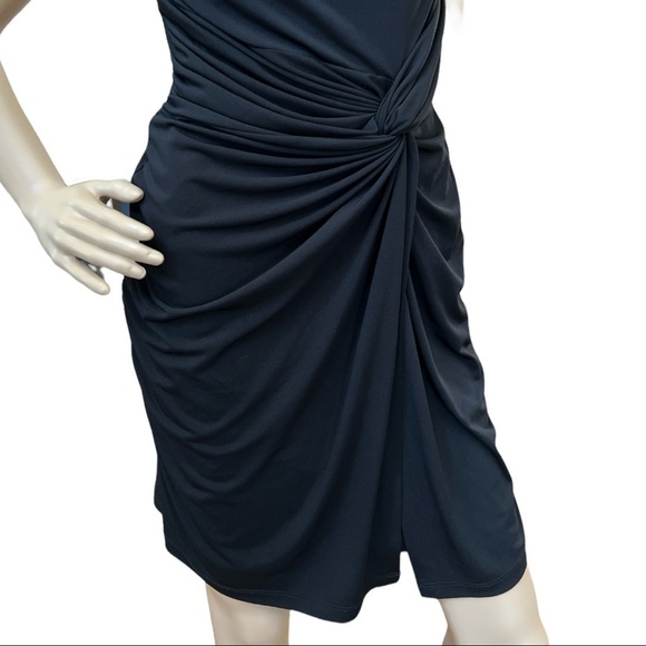 WORTHINGTON PETITE STRETCH DRAPED WRAP BODYCON‎ BLACK DRESS SIZE PM - Picture 5 of 12